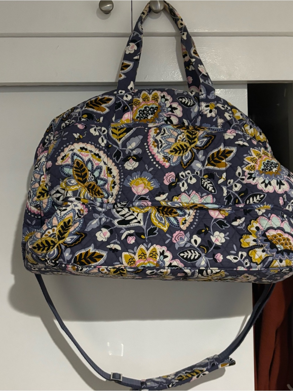 Vera Bradley Quilted Floral Duffle Weekender Bag in Navy - Picture 4 of 11